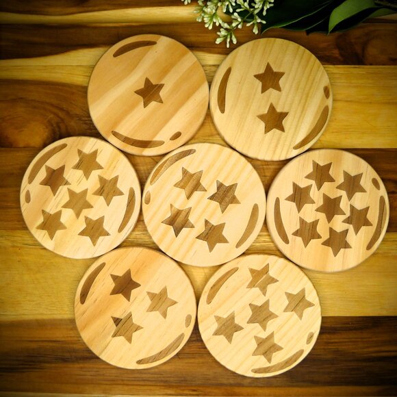 Dragon Ball Z Wooden Coaster Set Anime Wooden Coasters Goku Fans - Picture 13 of 13